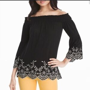 NWT $99 White House black market large off shoulder shirt 1036